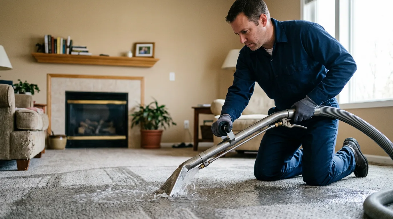 Water damage restoration technician working near Newton Upper Falls, MA